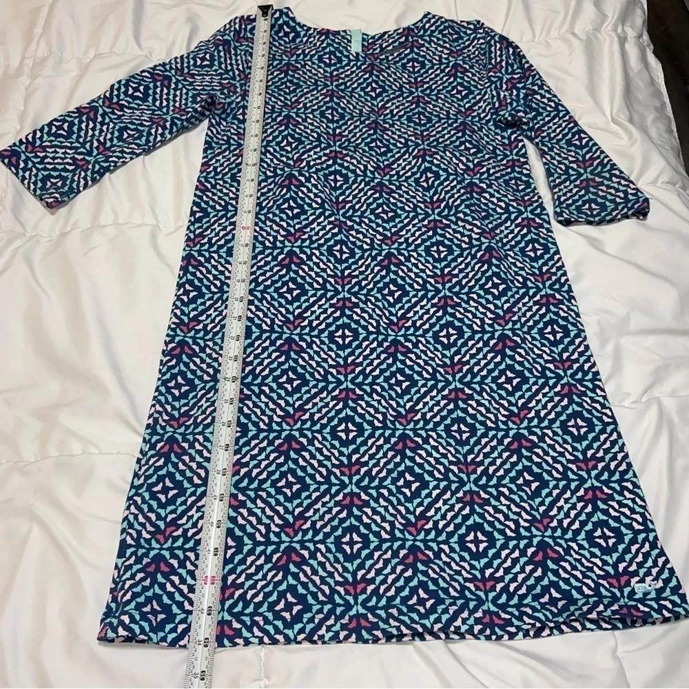 Vineyard Vines Girls Dress Whale Tale Size XL 16 Blue Pink Print Zip Up